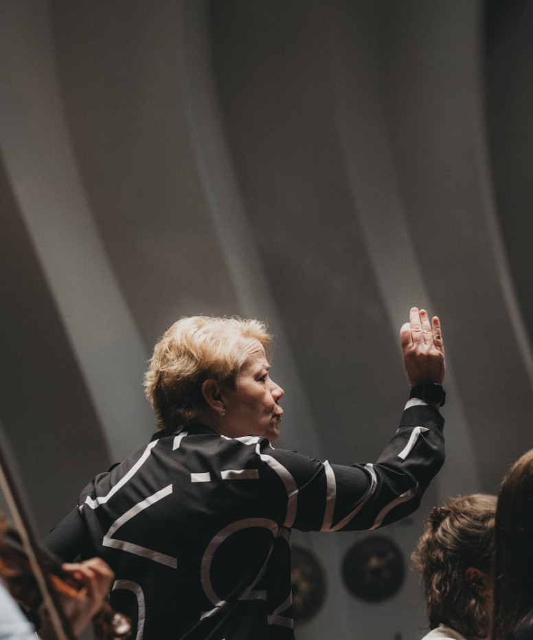 Marin Alsop podczas warsztatów dyrygenckich